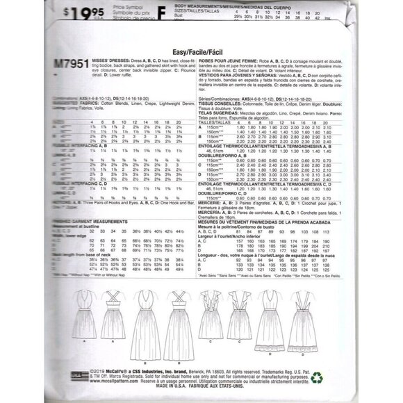 McCall's M7951 Misses 4 to 12 Easy Cutout SunDress Sewing Pattern Uncut - Picture 2 of 2